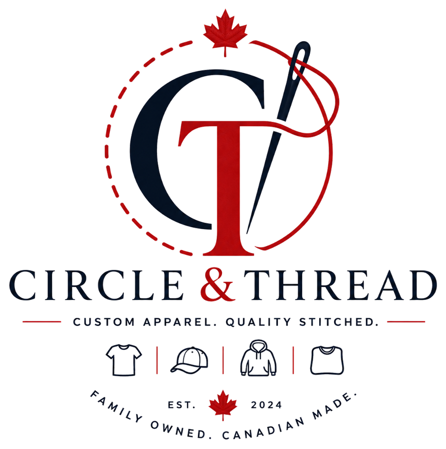 Circle & Thread custom apparel logo — quality stitched, family owned, Canadian made